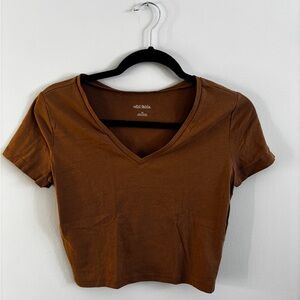 wild fable Brown V-Neck Crop Top